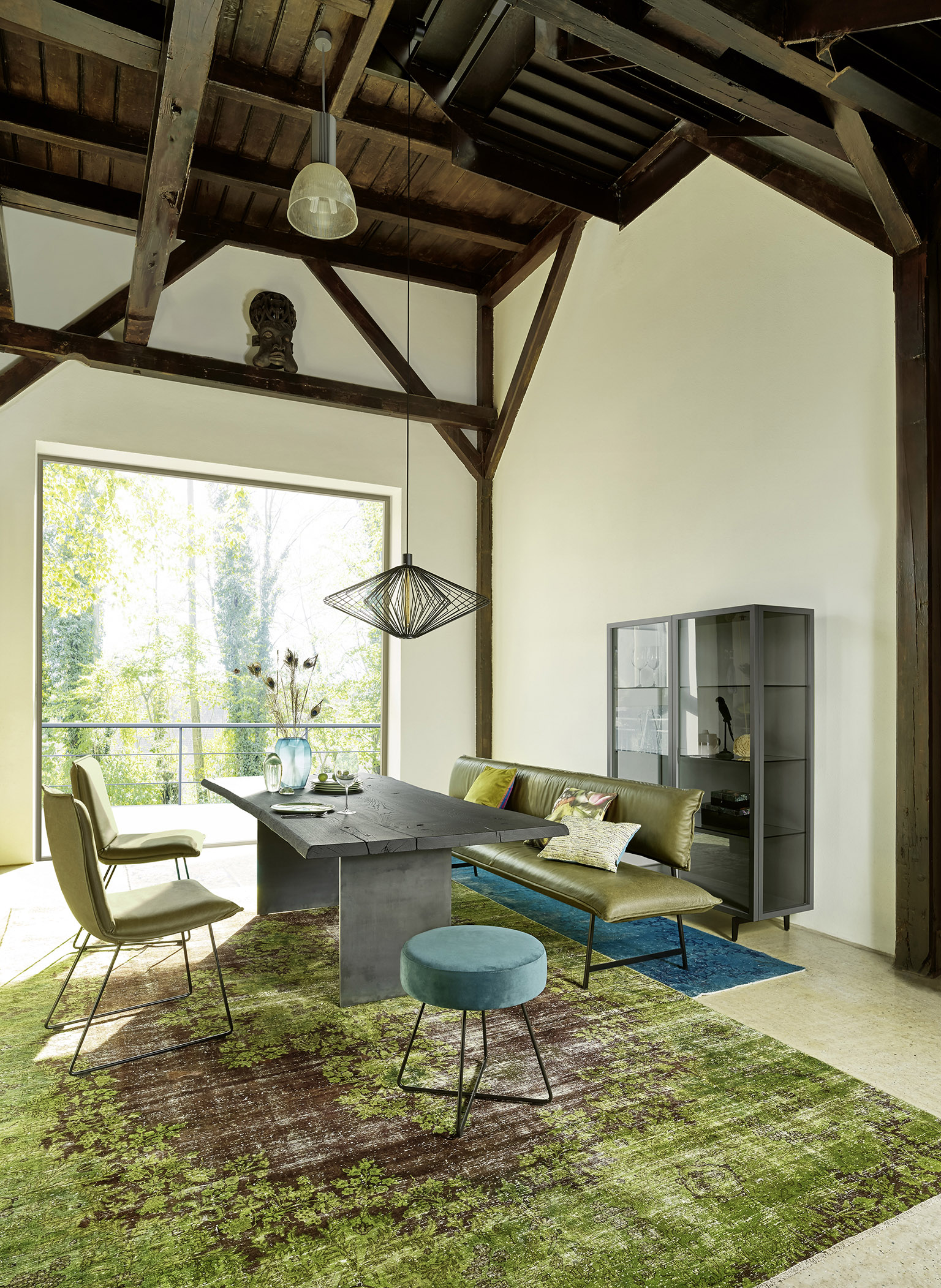Bank Chester mit breitem Wulst in Leder Rawhide olive tree 355